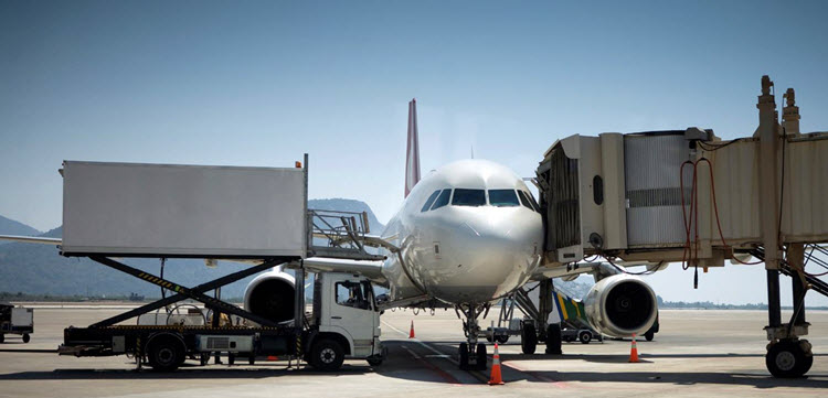 Aircraft docking at the gate